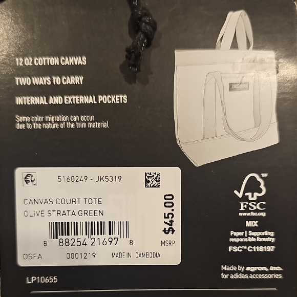 Adidas Khaki Green Tote Bag - Picture 3 of 8